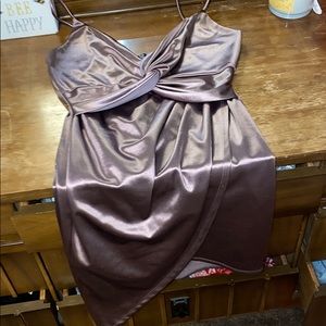 Purple Silky Asymmetrical Dress